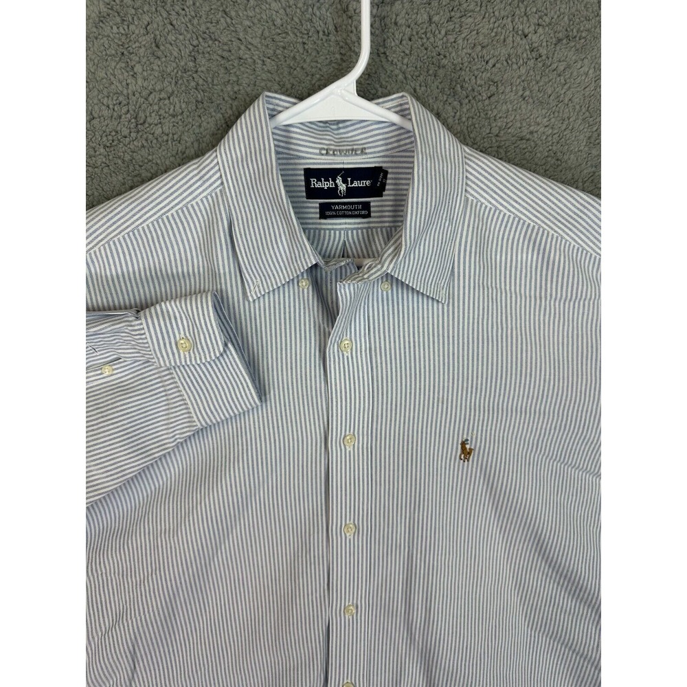 Vintage Ralph Lauren Shirt Mens 16.5 Large Striped Yarmouth Oxford Flesh Pony